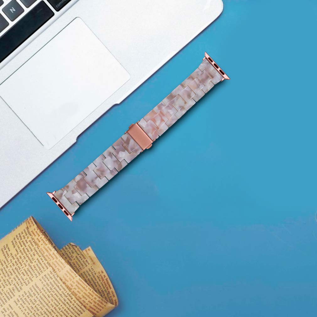 Premium Resin Apple Watch Bands for Women - Compatible with Apple Watch 38mm 40mm 41mm 42mm 44mm 45mm (Series SE/1/2/3/4/5/6/7) - Stylish & Durable Replacement Straps for Workout, Office & Everyday Wear