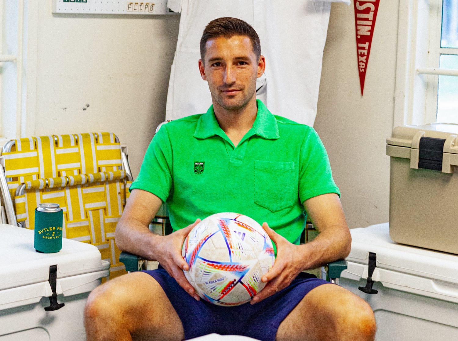 Austin FC Terry Cloth Polo Shirt with Embroidered Badge in Bright Verde - Perfect for Soccer Games & Casual Wear