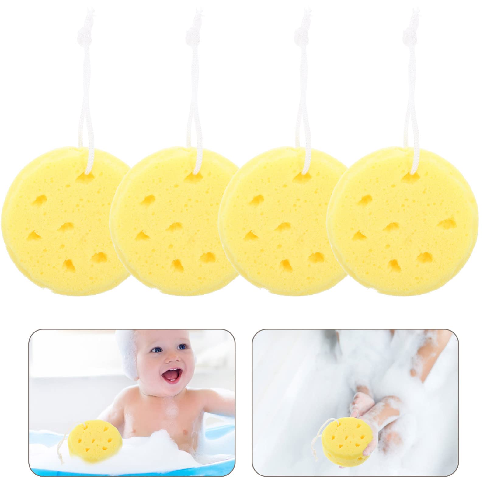 FOMIYES 4-Pack Bath Sponges, Exfoliating Loofah Body Scrubber & Shower Pouf for Men & Women - Soft Foam Body Wash Sponges for Deep Cleansing, Skin Exfoliation - Perfect for Shower, Bath & Kids' Gentle Care