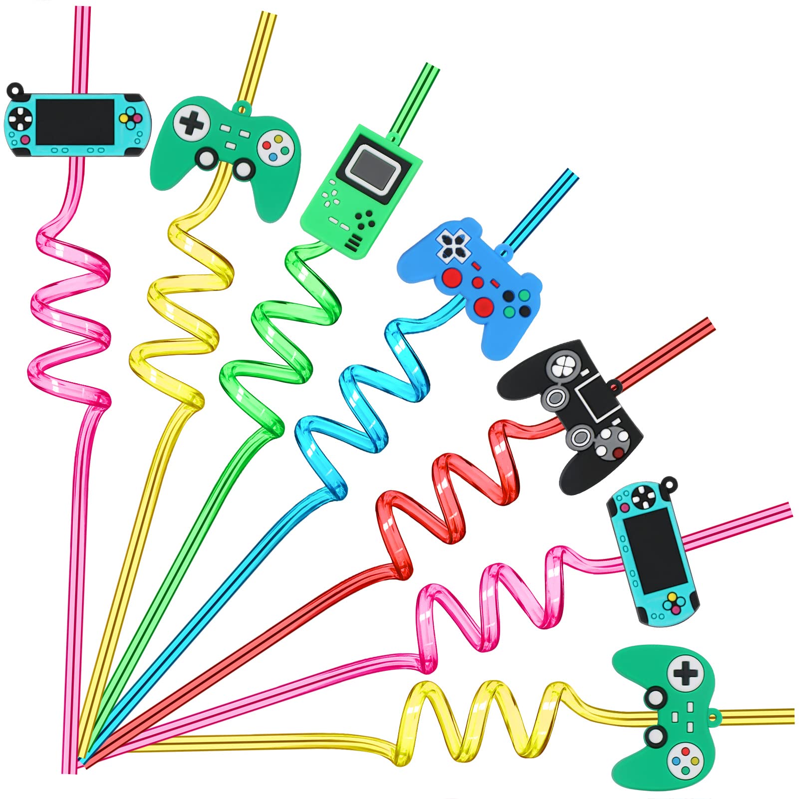 15-Pack Video Game Controller Drinking Straws - 5 Fun Styles for Gamer Parties, Birthday Celebrations & Themed Events - Perfect for Gaming-Themed Parties, Birthday Decorations & Fun Drinks