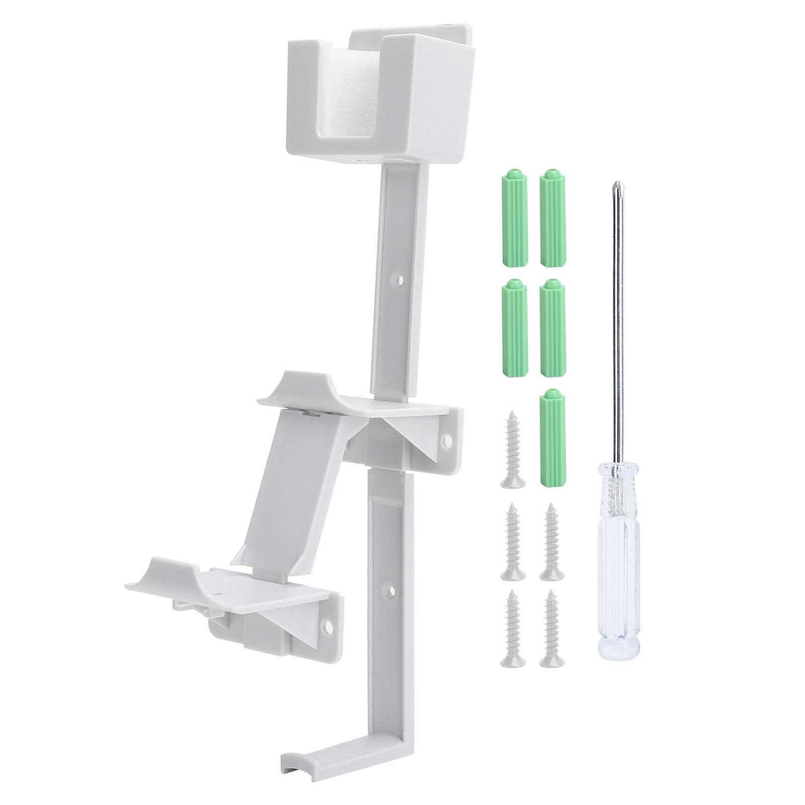 Dual Game Controller & Headphone Stand Wall Mount Holder for Xbox ONE, PS5, PS4, PS3, Nintendo Switch - Remote Control Organizer (White) | Perfect for Gaming Setup, Bedroom, and Living Room Organization