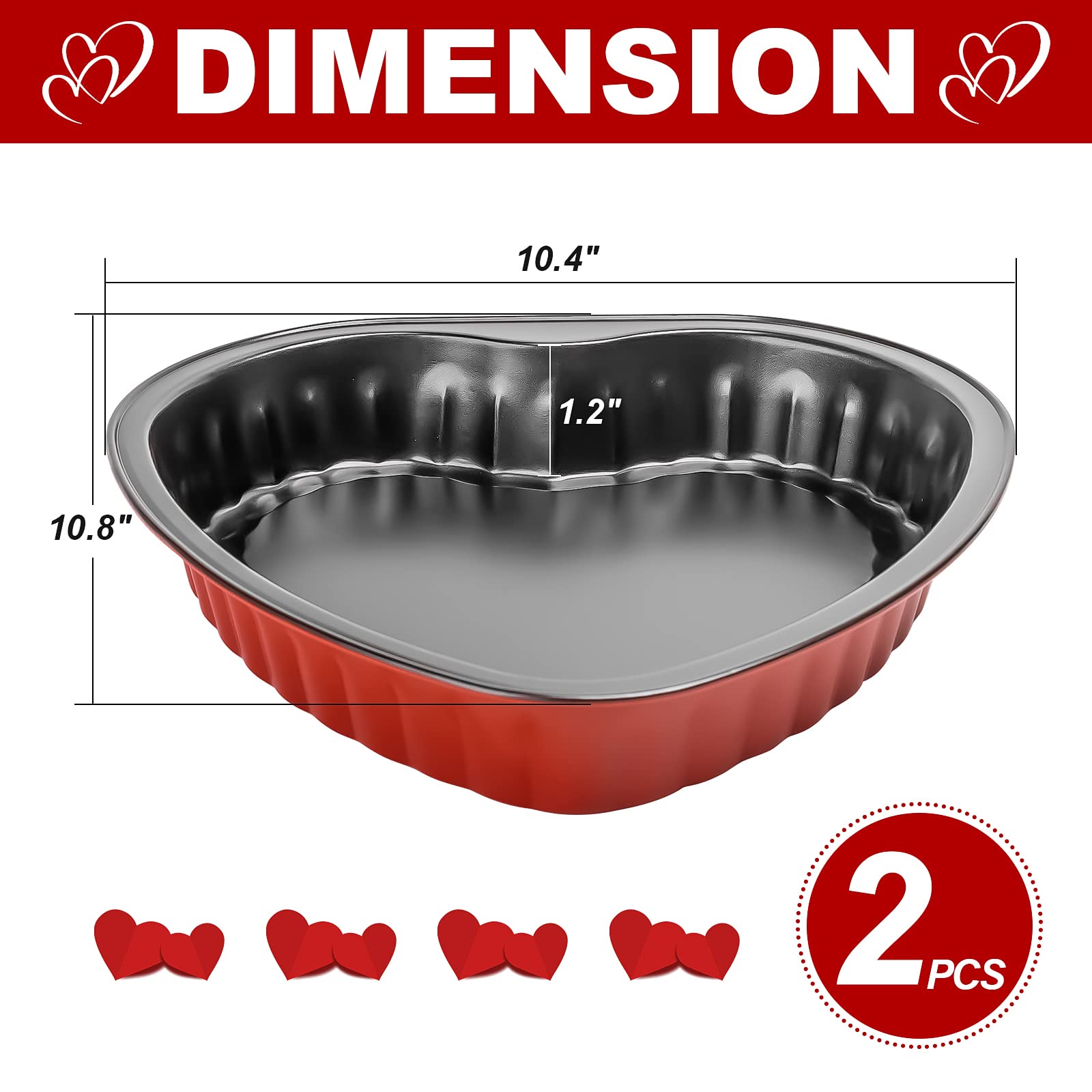 9 Inch Heart Shaped Cake Pans, 2 Pack Non-Stick Heart Cake Tins for Valentine's Day, Anniversary & Wedding Baking - Perfect for Romantic Desserts, Cupcakes & Special Occasion Cakes