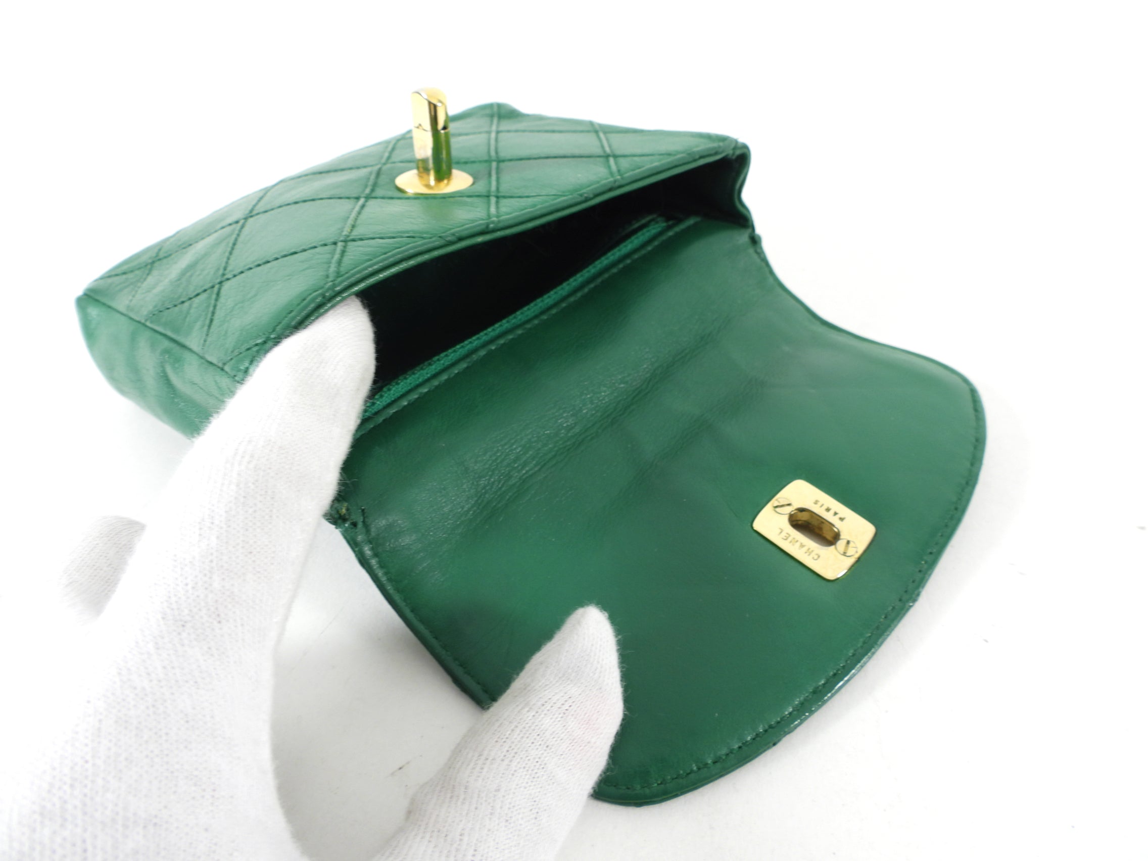 Vintage Chanel Green Waist Belt Bag from Early 1980s - 28-30 Inch Adjustable - Perfect for Retro Fashion & Evening Events