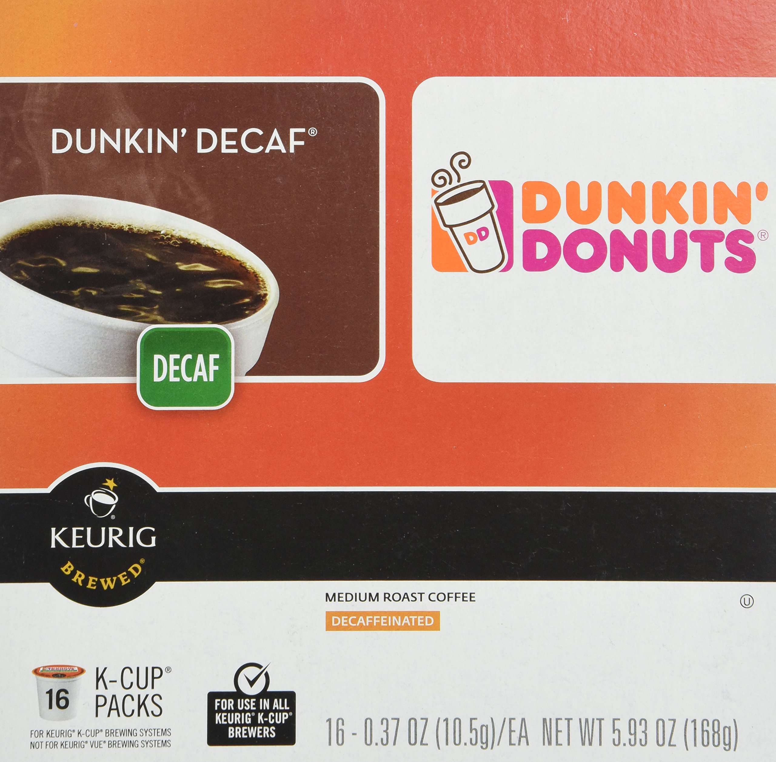 Dunkin' Donuts Decaf Coffee Pods for Keurig - 32 Count K-Cups | Smooth Medium Roast | Perfect for Morning Brew & Office Use