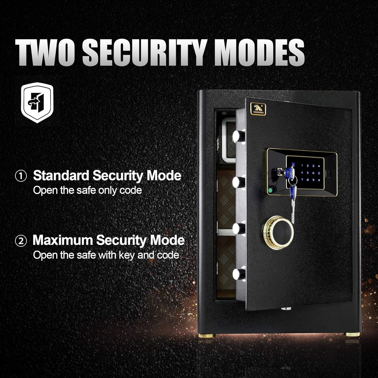 TIGERKING Large Digital Safe Box - 2.05 Cubic Feet Home Security Safe with Touch Screen Keypad & Built-in Lock Box | Fireproof Safe for Home, Office, Jewelry, Documents & Cash Protection