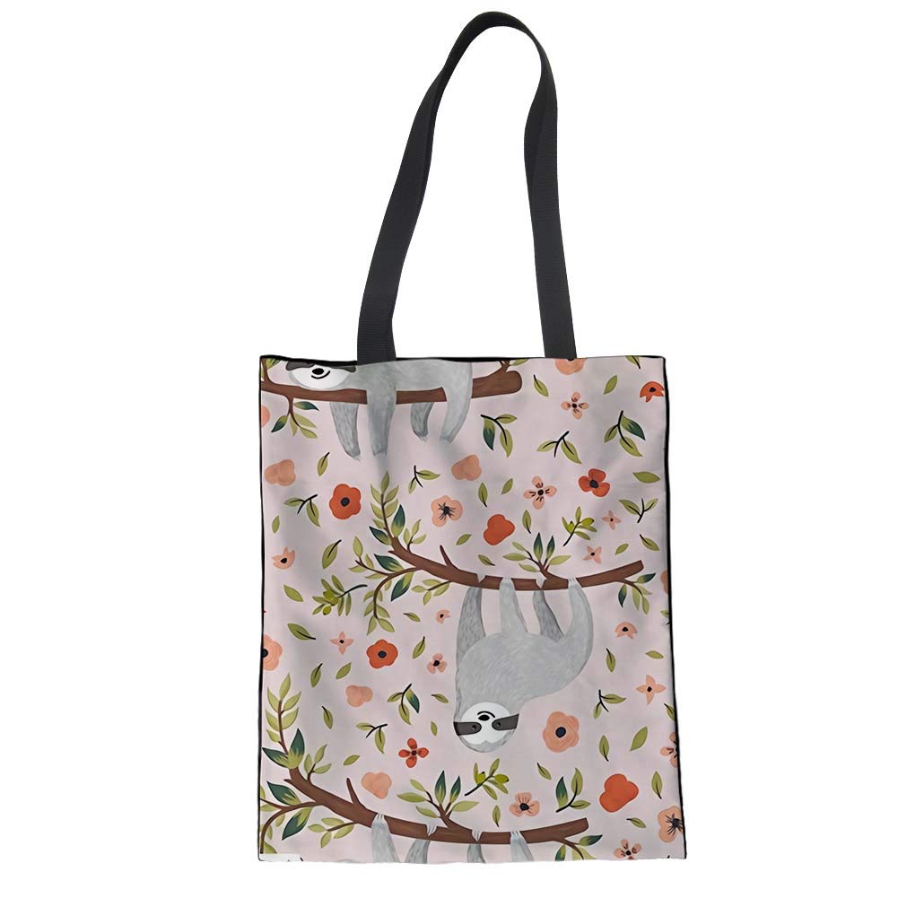 Eco-Friendly Reusable Linen Tote Bags for Women - Digital Print Canvas Shoulder Bags | Sustainable Grocery Shopping, Beach Travel & Outdoor Hiking Tote | Perfect for Daily Use, Farmers Market & Work Commute