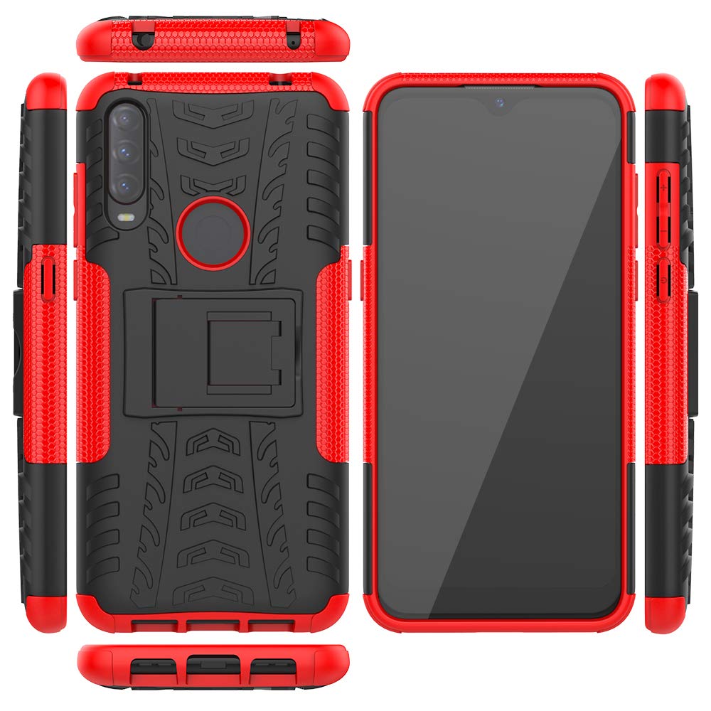 Premium Shockproof Phone Case for Alcatel 1V 2020 (5007U) - Red Stand Cover with Kickstand | Perfect for Work, Travel & Daily Protection