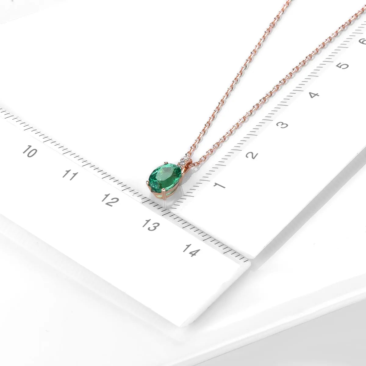 18K Rose Gold Emerald and Diamond Pendant Necklace - 0.82ct Natural Emerald & 0.028ct Diamond Jewelry with Sterling Silver Chain - Elegant Gift for Women, Birthday, Anniversary & Special Occasions