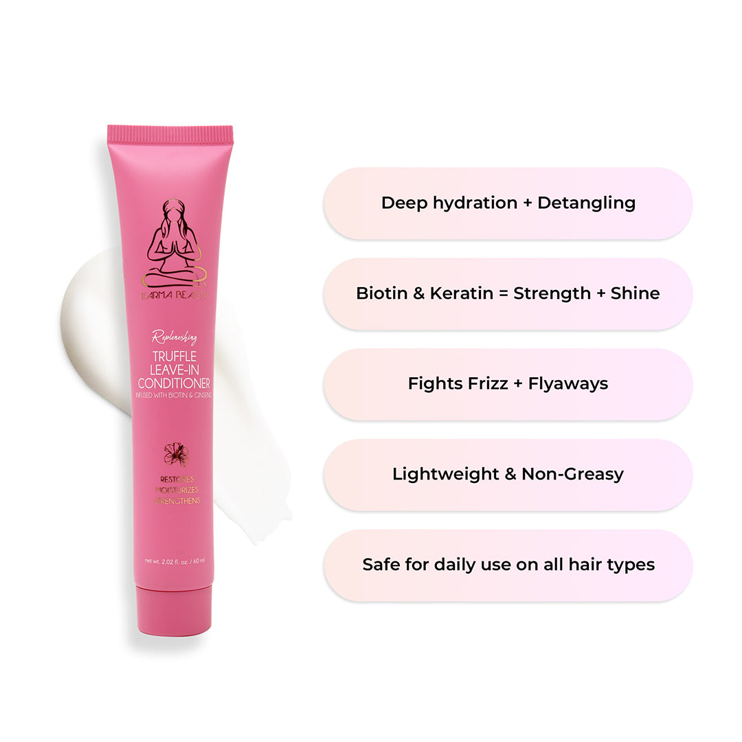 Replenishing Truffle Leave-In Conditioner with Biotin & Keratin for Damaged Hair - Hydrating Hair Treatment for Dry, Frizzy Hair at Home & Salon Use
