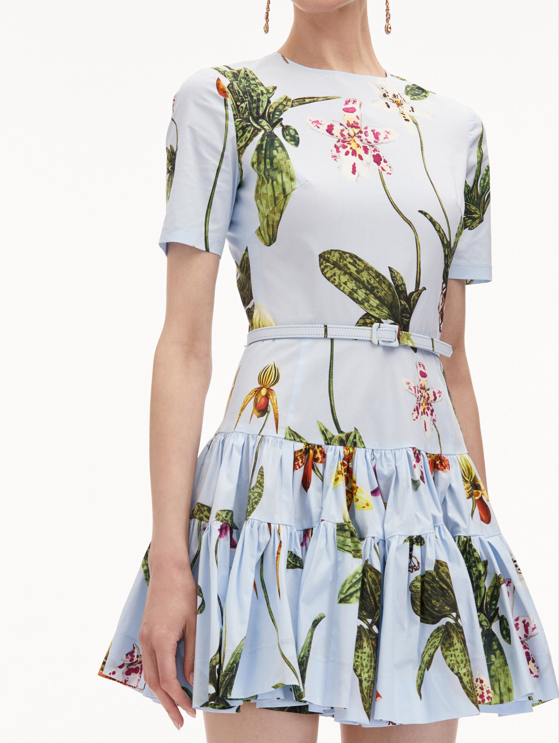 Orchid Cotton Poplin Mini Dress - Floral Print Summer Dress for Women | Perfect for Beach Vacations, Brunch Dates & Garden Parties