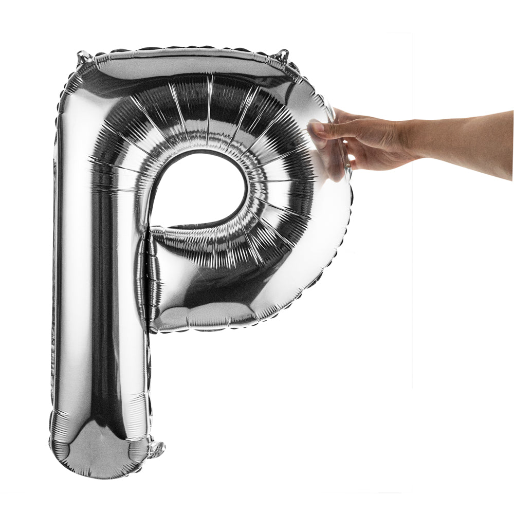 Balloonify Silver Mylar Letter P Balloon - 40 Inch Large Foil Alphabet Balloons (1 Count) for Birthday Parties, Baby Showers & Graduation Decorations