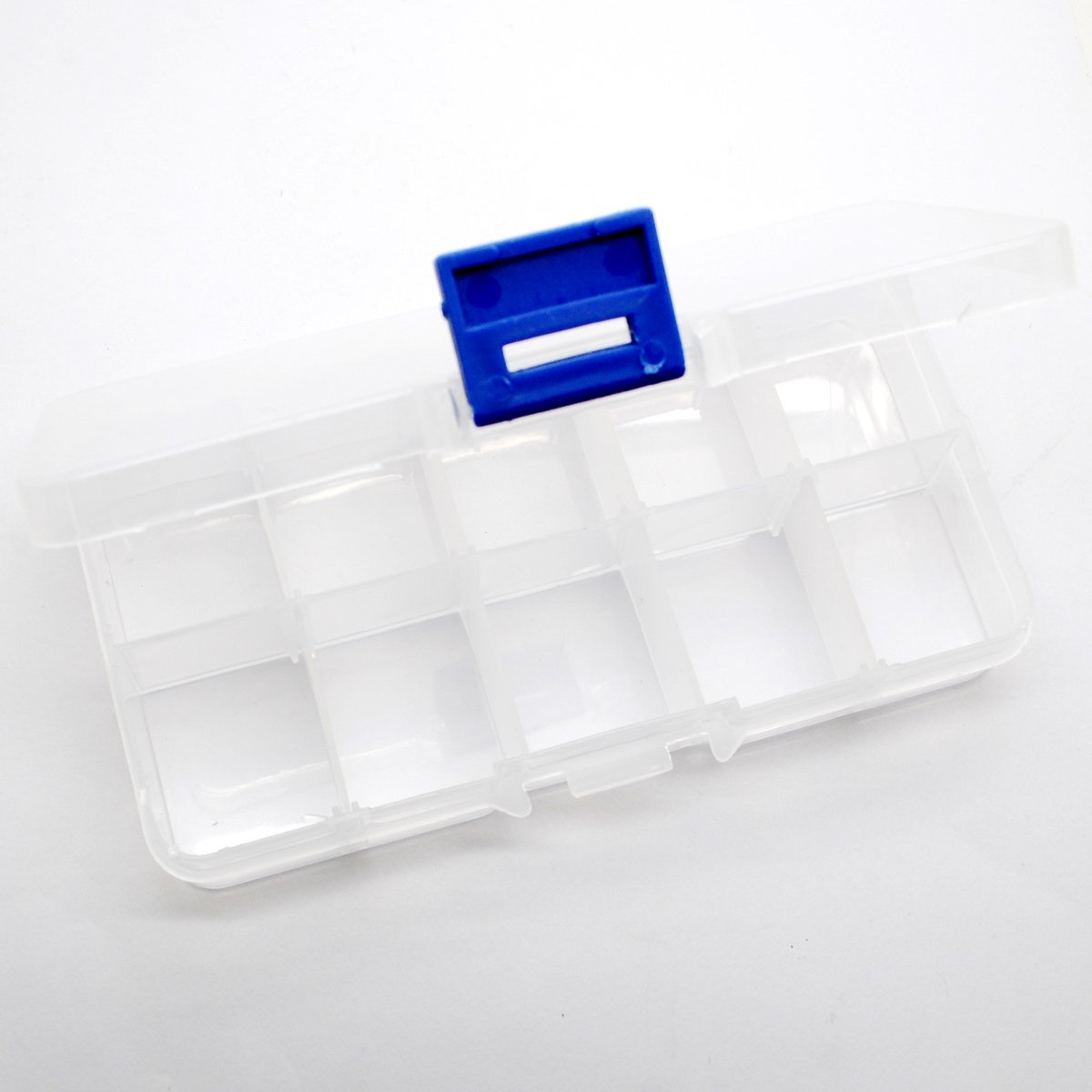 10-Slot Adjustable Plastic Tool Box - Rectangular Organizer for Fishing Hooks, Small Parts & DIY Components | Portable Storage Case for Tackle, Crafts & Workshop Accessories