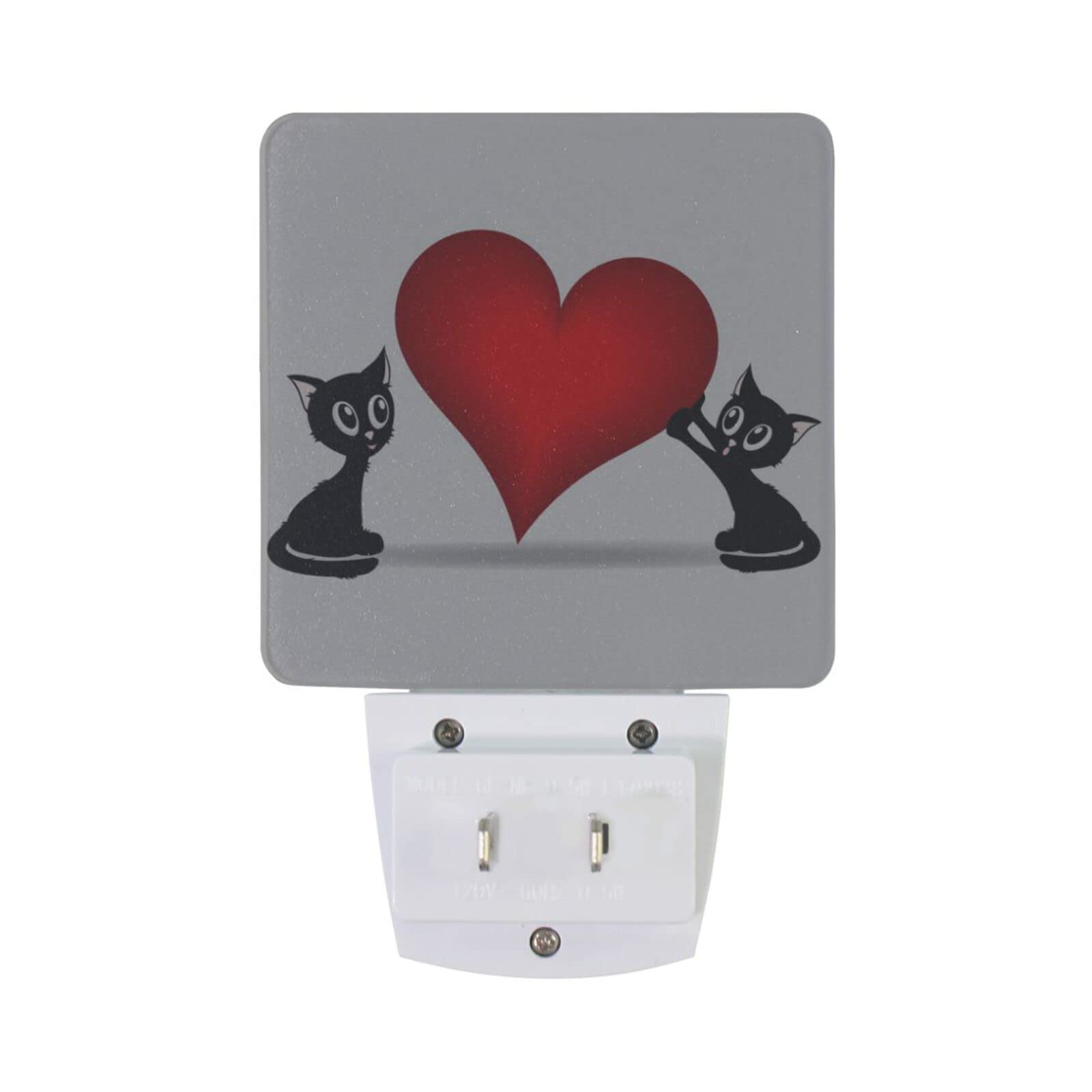 JSTEL Valentine Night Light Plug into Wall - LED Dusk to Dawn Night Lights for Bathroom, Kitchen, Hallway | Perfect for Kids Room, Nursery & Bedroom | Energy-Efficient Plug-in Cat Nightlight for Safety & Comfort