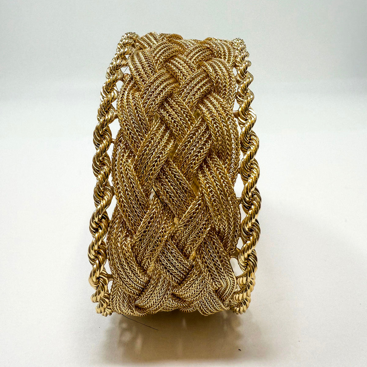 14K Gold Woven Tassel Bracelet with 8 Diamonds at Clasp - Elegant Jewelry for Women, Perfect for Parties, Weddings & Special Occasions