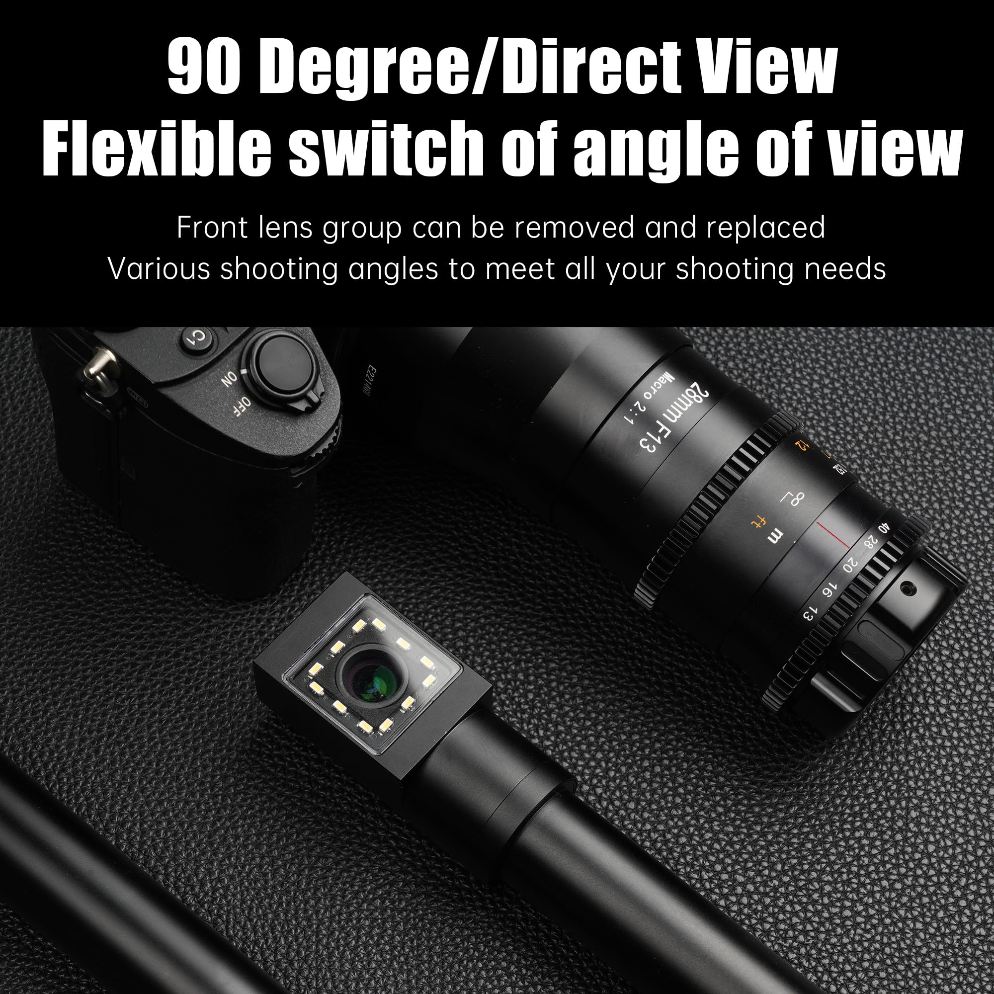 AstrHori 28mm F13 2X Macro Probe Lens for Sony E Mount - Full Frame Specialty Lens with 90° Angle & Built-in LED Light - Perfect for Product Photography, Jewelry Shots & Creative Cinematography