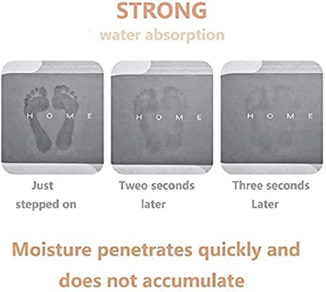 Non-Slip Quick Dry Bath Mat - Super Absorbent Diatomite Bathroom Floor Mat, Anti-Skid Shower Mat for Wet Areas, Grey (Pack of 1) - Perfect for Bathroom, Shower, Poolside & Entryway Safety