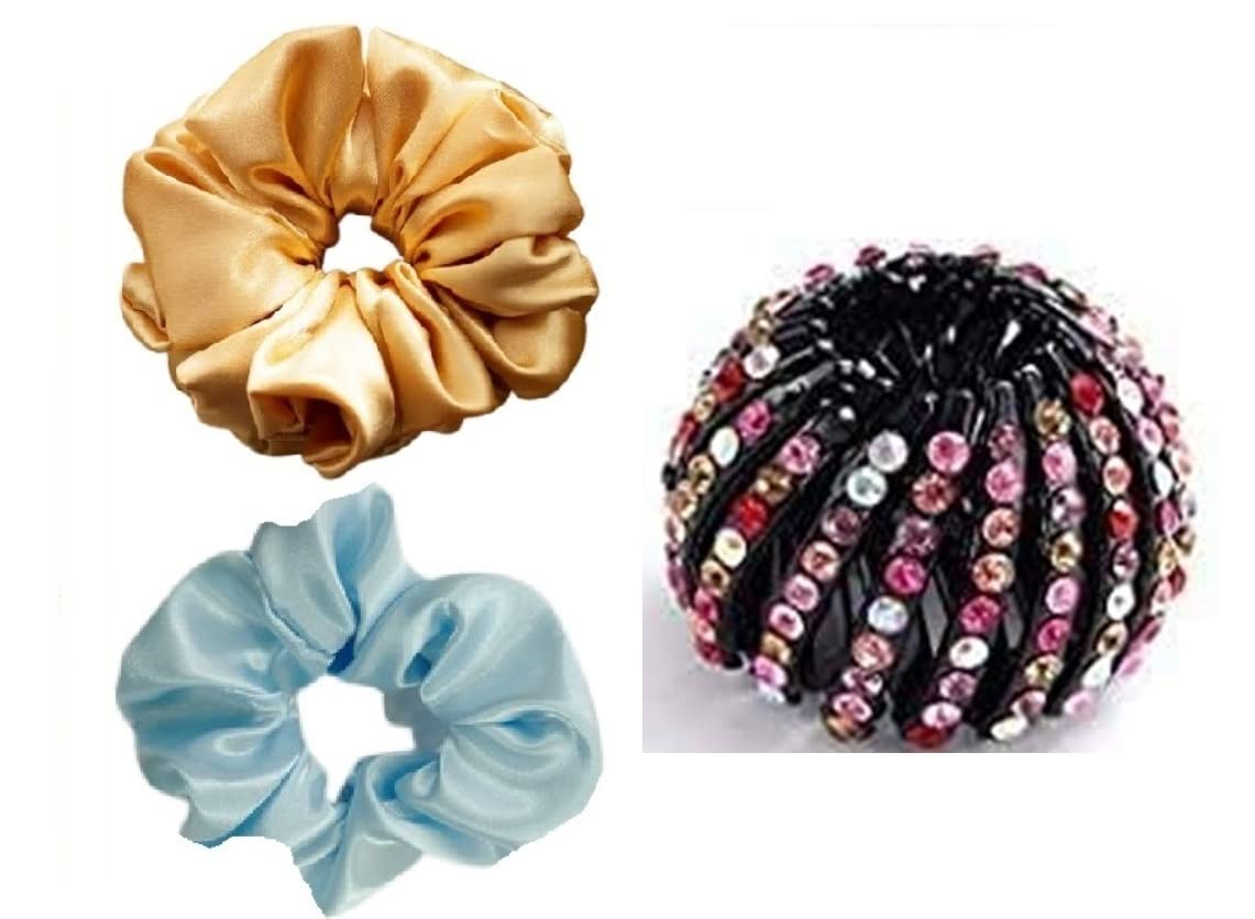 Snowpearl 3-Piece Hair Styling Set - Rhinestone Ponytail Hairpin, Curling Iron, Hair Scrunchies for Women & Girls | Perfect for Parties, Weddings & Everyday Hairstyles