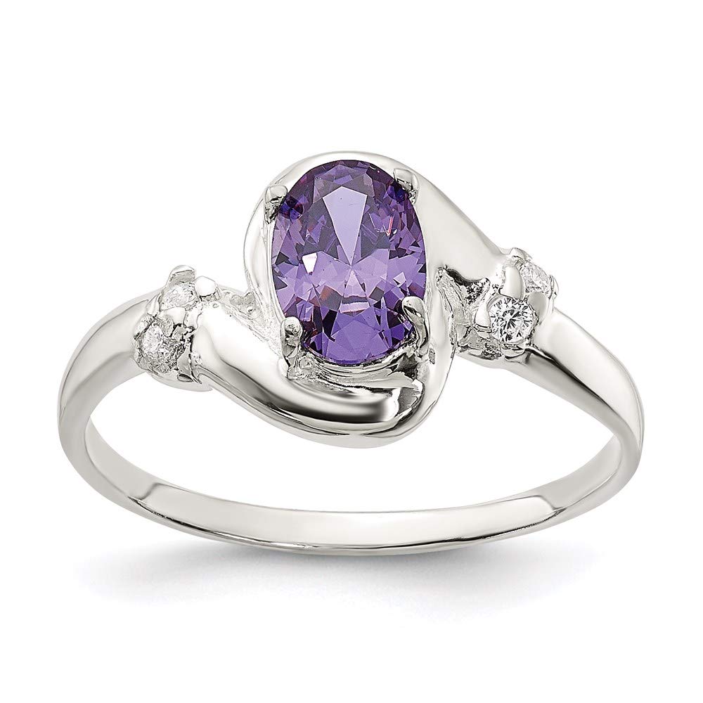 925 Sterling Silver Purple Oval Cubic Zirconia Ring for Women - Elegant Fine Jewelry Gift for Her, Perfect for Anniversaries, Birthdays & Special Occasions