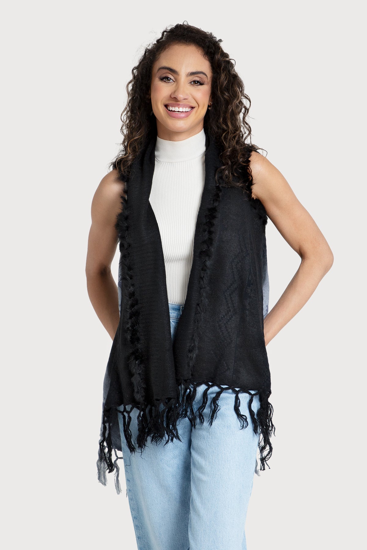 Women's Faux Fur Fringed Vest - Cozy Winter Fashion Outerwear for Casual Outfits & Holiday Parties