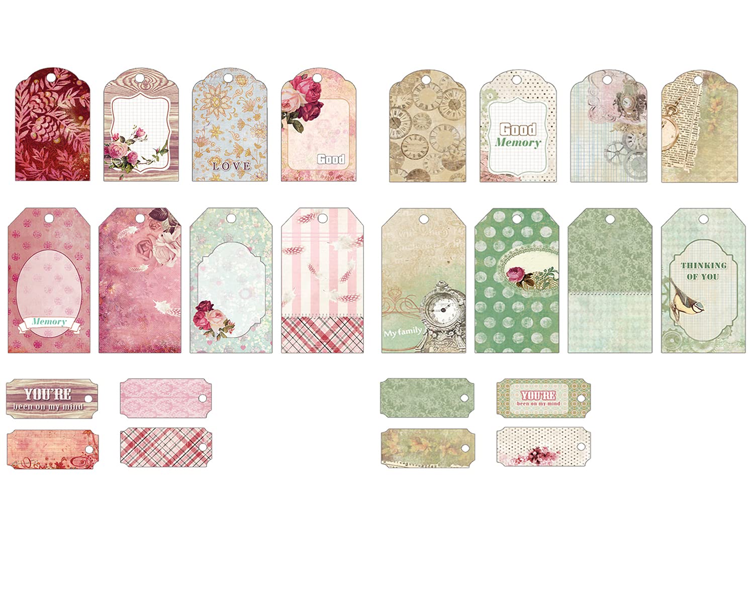 Vintage Handmade Decorative Gift Tags - 24 Sheets with 3 Sizes for Scrapbooking, Holiday Cards, Wrapping Boxes & Journal Notes - Perfect for DIY Crafts, Wedding Favors, Birthday Presents and Party Decorations