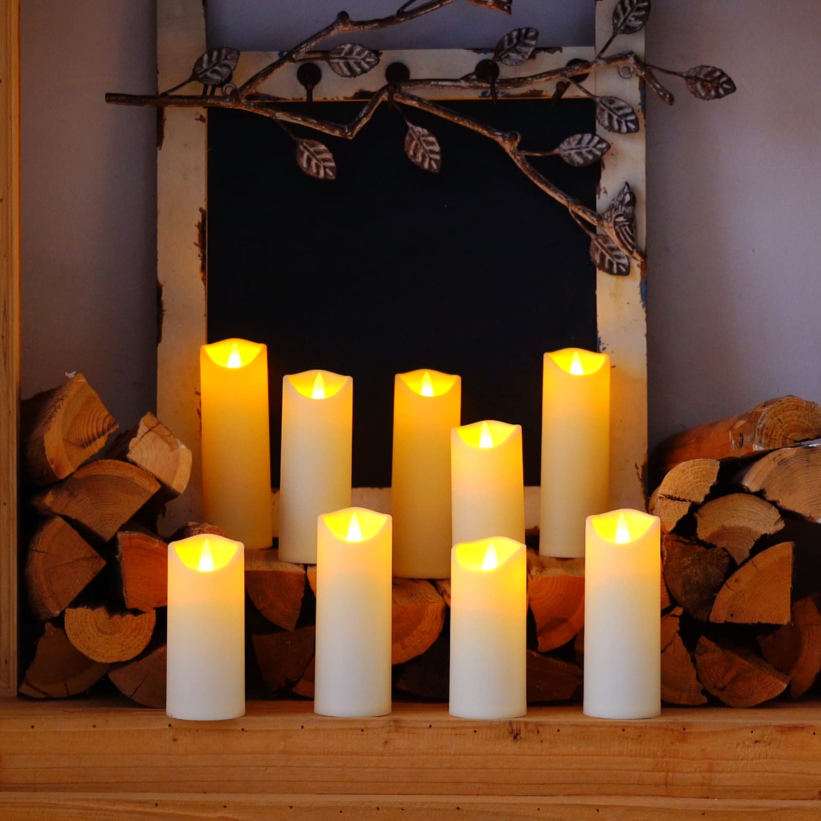 Homemory Flameless LED Candles - Battery Operated Electric Candles with Remote & Timer, Frosted Plastic Fake Candles That Won't Melt (Ivory, Set of 9) - Perfect for Home Decor, Weddings, and Romantic Ambiance