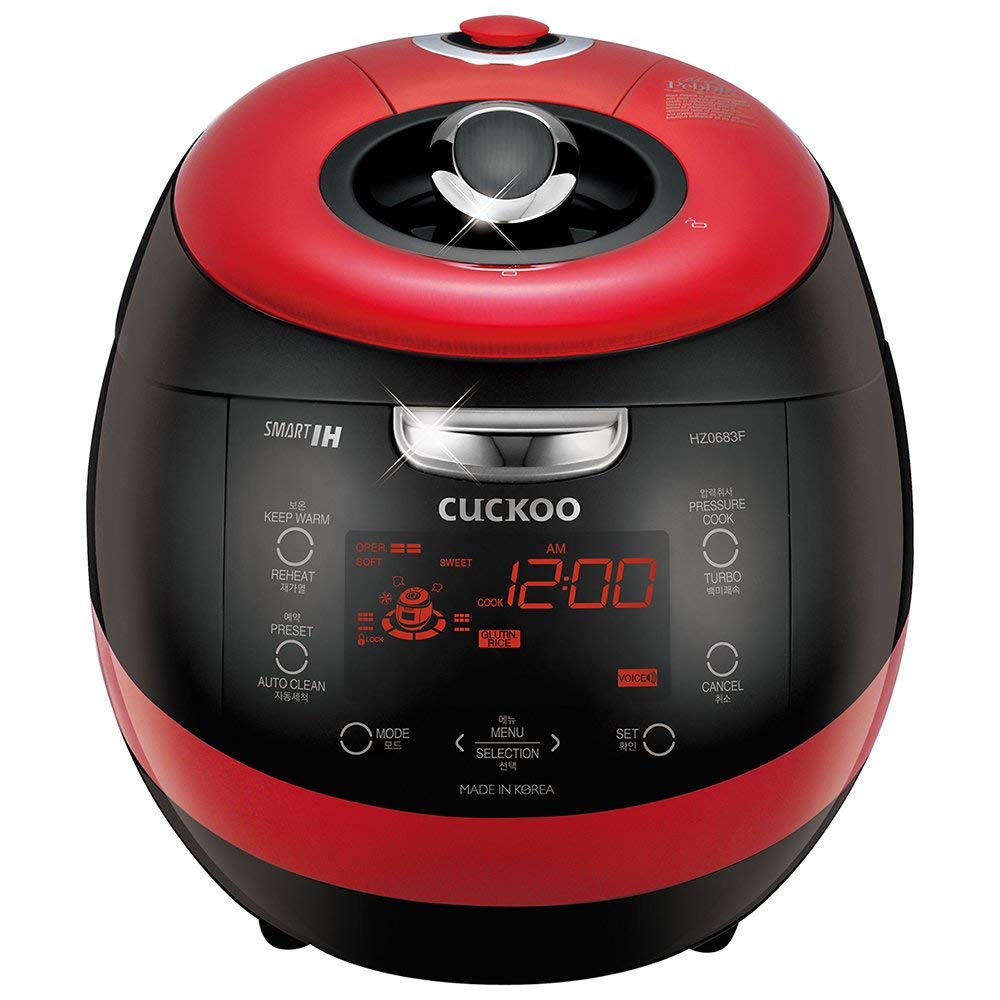 Cuckoo CRP-HZ0683FR 6-Cup Red Electric Induction Pressure Rice Cooker with Fuzzy Logic & Smart Cooking - Programmable Multi-Functional Kitchen Appliance for Perfect Rice, Grains & Meals - Ideal for Home, Dorm & Small Family Cooking (Renewed)