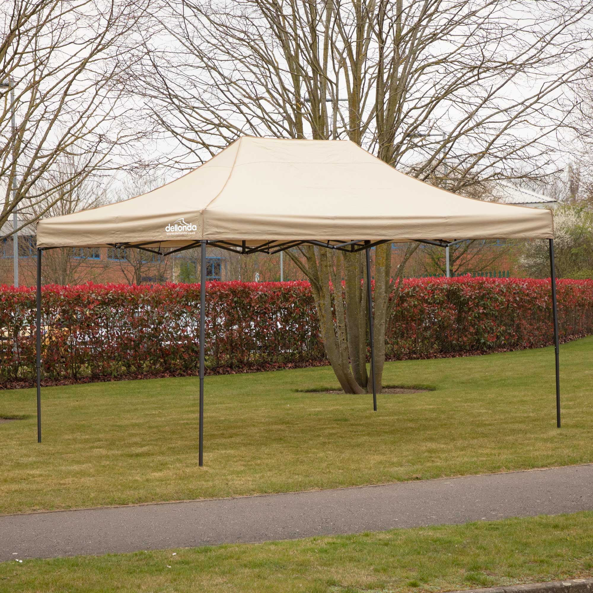 Premium 3x4.5m Waterproof Pop Up Gazebo with Carry Bag, Stakes & Weight Bags - Beige Outdoor Canopy for Camping, Beach, Picnics, and Backyard Parties (Model DG134)