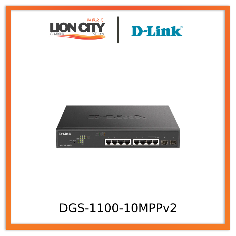 D-Link DGS-1100-10MPPv2 10-Port Gigabit PoE+ Smart Managed Switch - 190W Budget-Friendly Network Solution for Home Office & Small Business (Pre-Order)