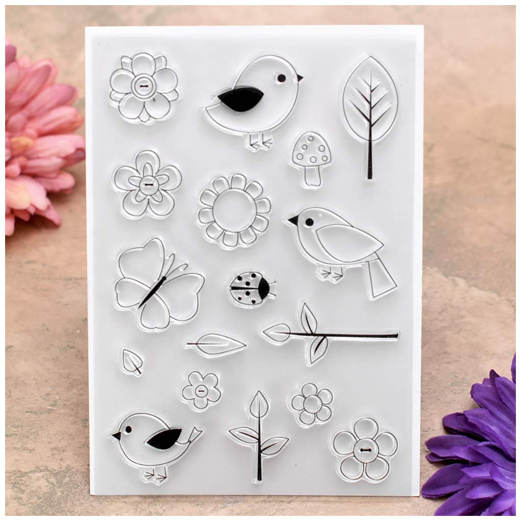 KWELLAM Clear Stamps for Card Making - Birds, Butterflies, Flowers | DIY Scrapbooking & Craft Decorations