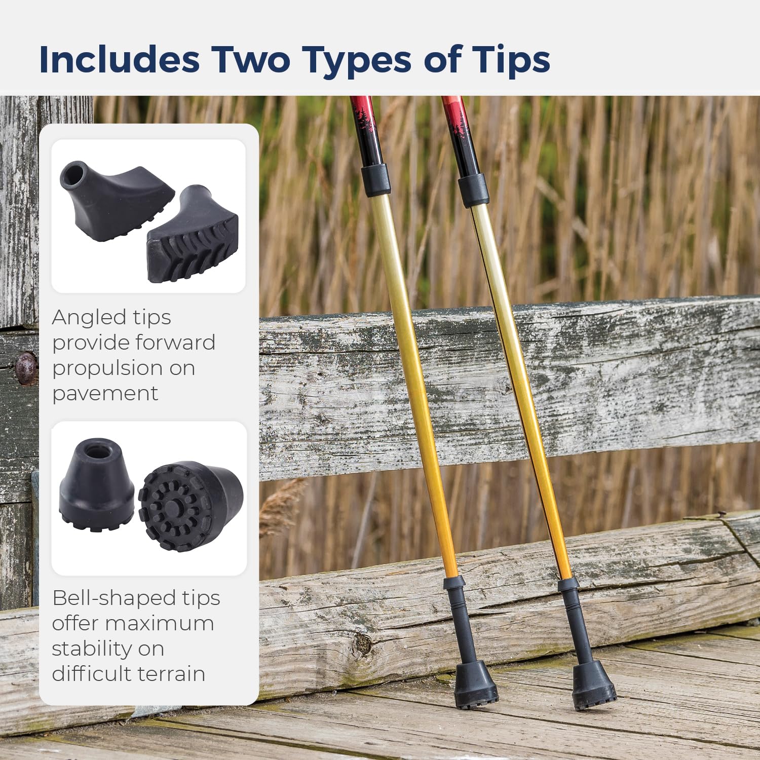 Drive Medical Summit Adjustable Nordic Walking Poles - Ergonomic Trekking Poles for Women, Men & Seniors with Comfortable Handles & Dual Tips - Perfect for Hiking, Mountain Climbing & Daily Walking Support