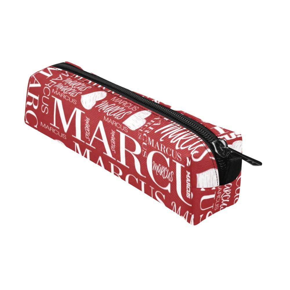 Custom Personalized Pencil Case with Name - Zipper Pouch for School, Office & Makeup Organizer | Dark Red Stationery Storage Bag for Students, Artists & Professionals
