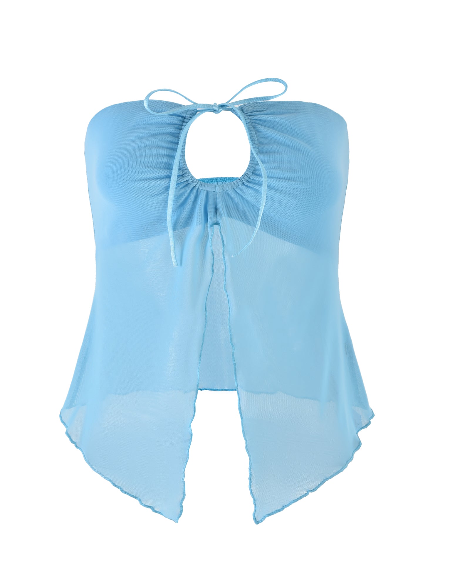 KAROLINA MESH TOP Women's Fashion Blouse - Baby Blue & Sky Blue Color Options | Perfect for Summer Outfits, Beach Wear, and Casual Street Style