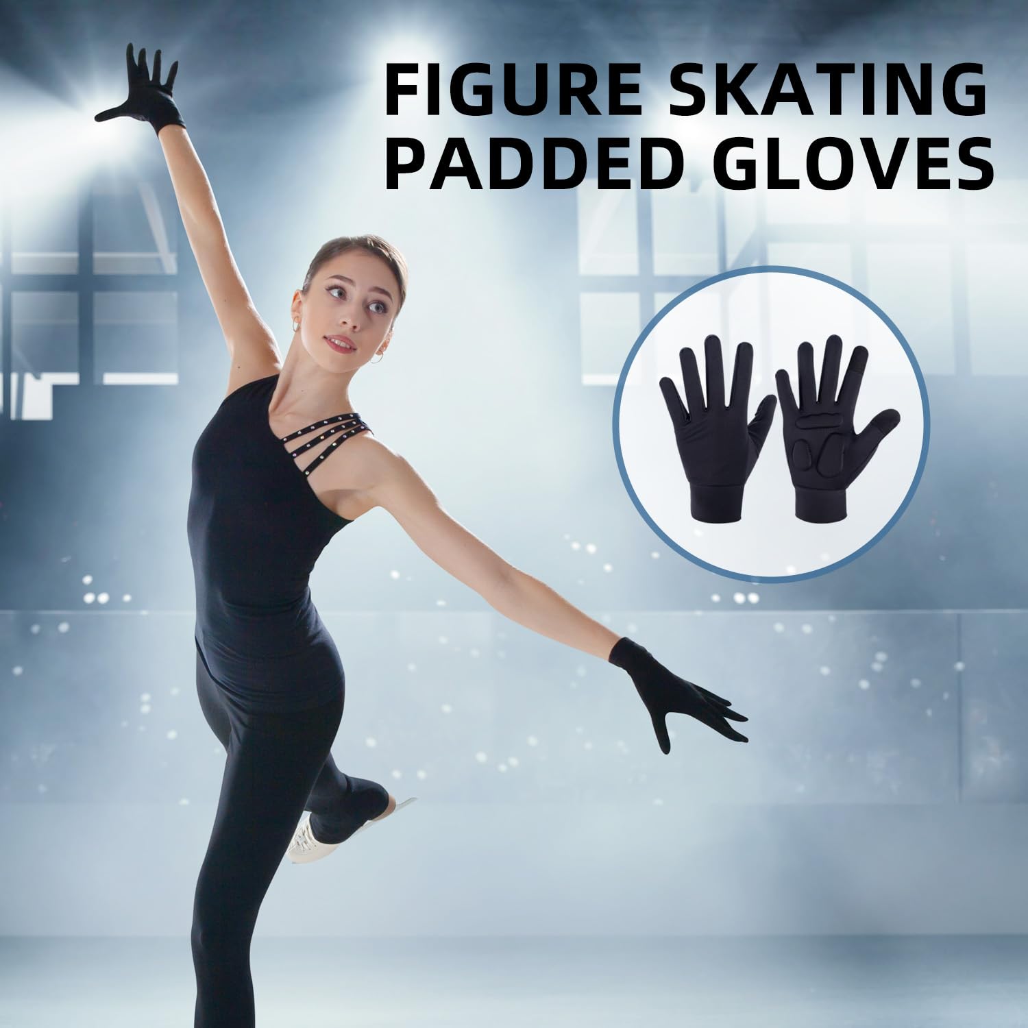 Women's Figure Skating Gloves - Padded Ice Skating Gloves for Practice & Performance | Warm Protective Gloves for Skating Training, Competitions & Winter Sports