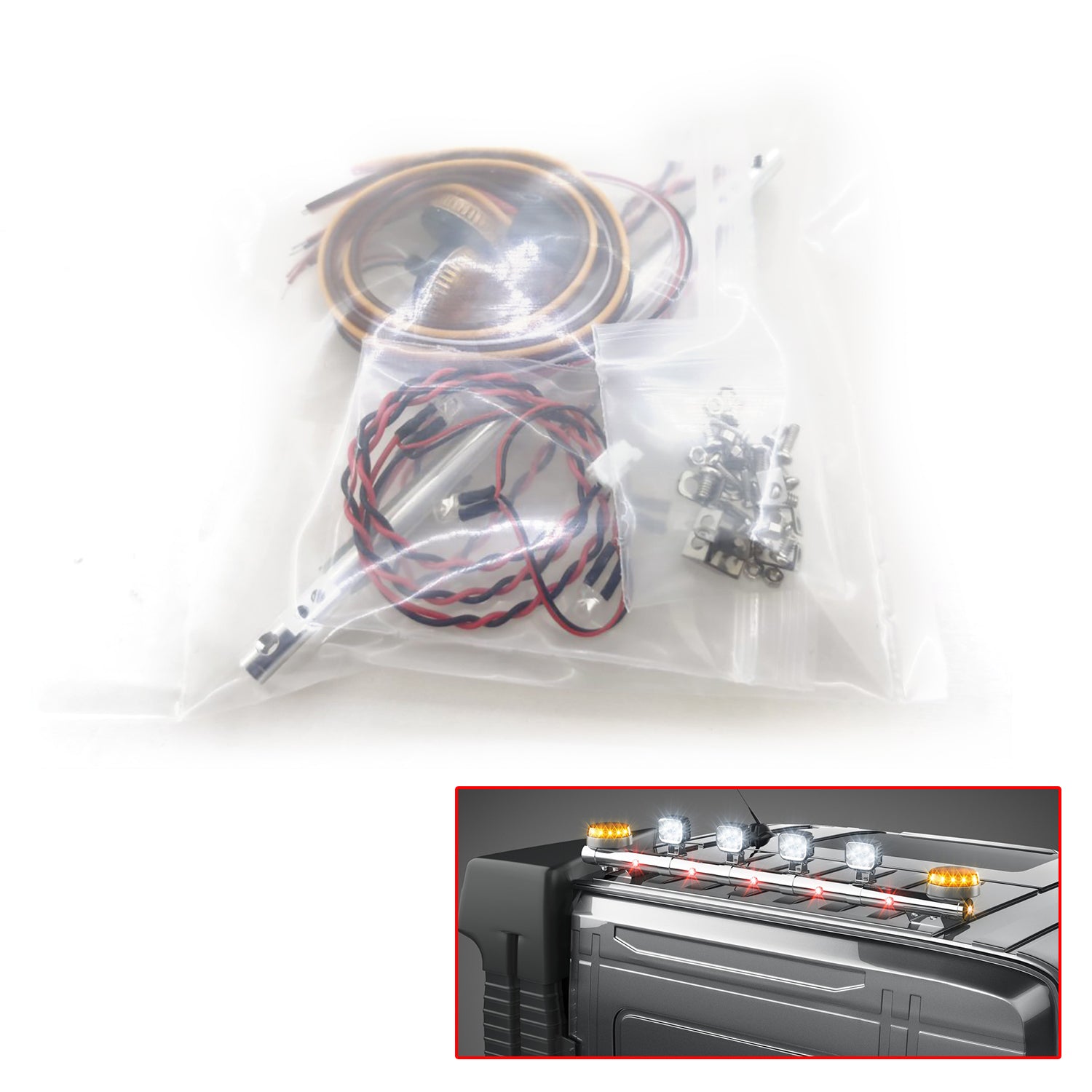Degree Rotating LED CNC Roof Light with 4 Lighting Modes for 1/14 Scale RC Tractor Truck Models 56360 & 56362 - Perfect for LESU Truck Simulation and Nighttime RC Vehicle Operation