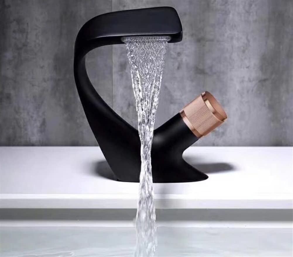 XXZY Black Bathroom Sink Faucet - Single Hole Deck Mounted Hot & Cold Water Mixer Tap with Chrome Finish - Perfect for Modern Bathrooms, Powder Rooms, and Guest Baths (Color: 4)