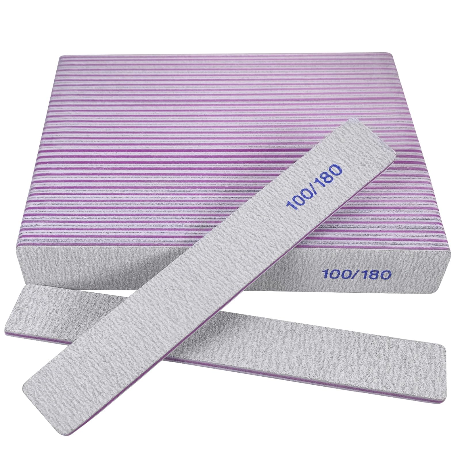 24 Pack Professional Nail Files - 100/180 Grit Double Sided Emery Boards for Natural & Acrylic Nails | Reusable Manicure Tools for Home Salon & Travel Nail Care