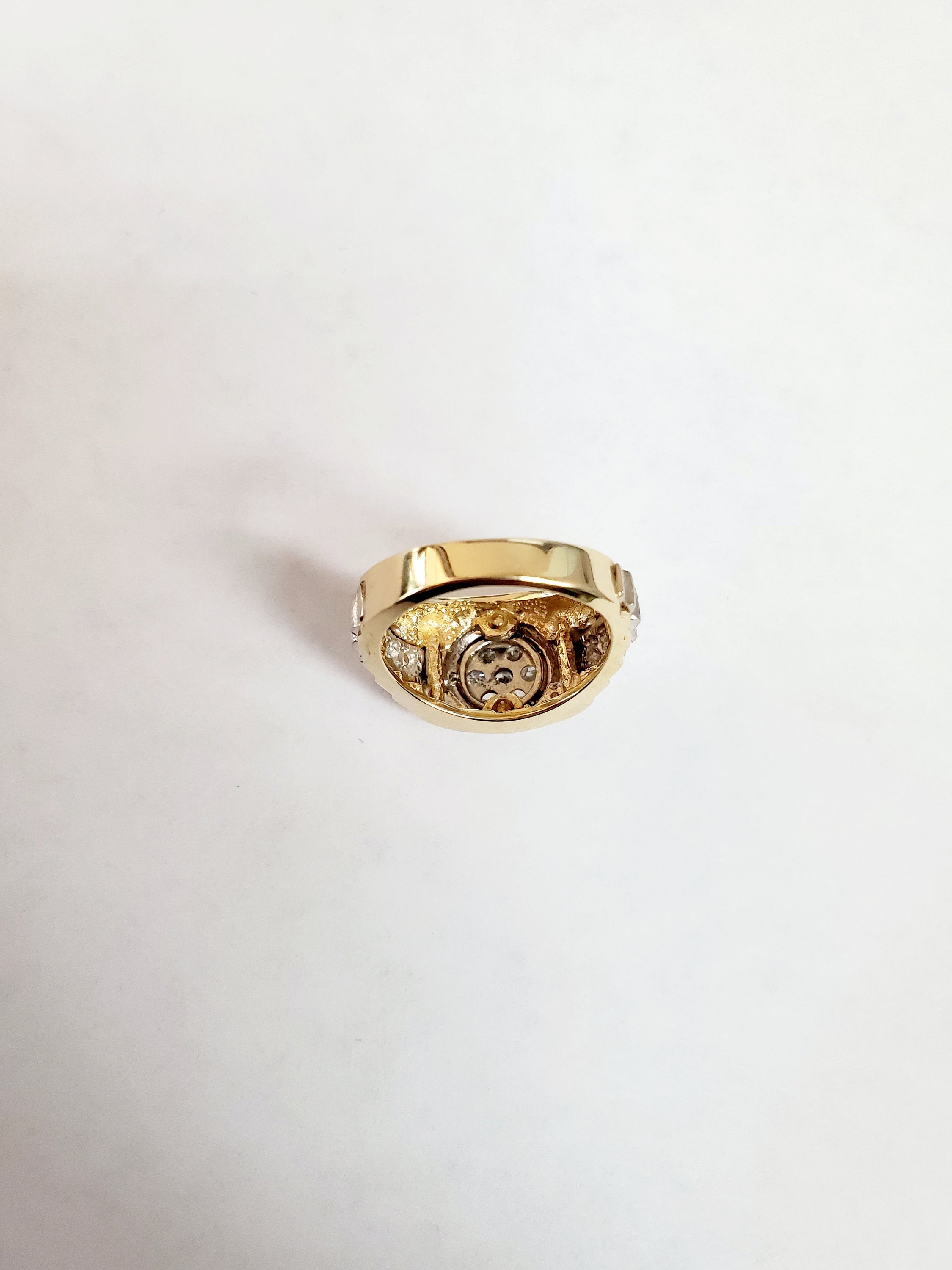 14K Two-Tone Men's Presidential Diamond Cluster Ring - Luxury Wedding Band & Gift for Him, Perfect for Anniversaries, Engagements, and Special Occasions