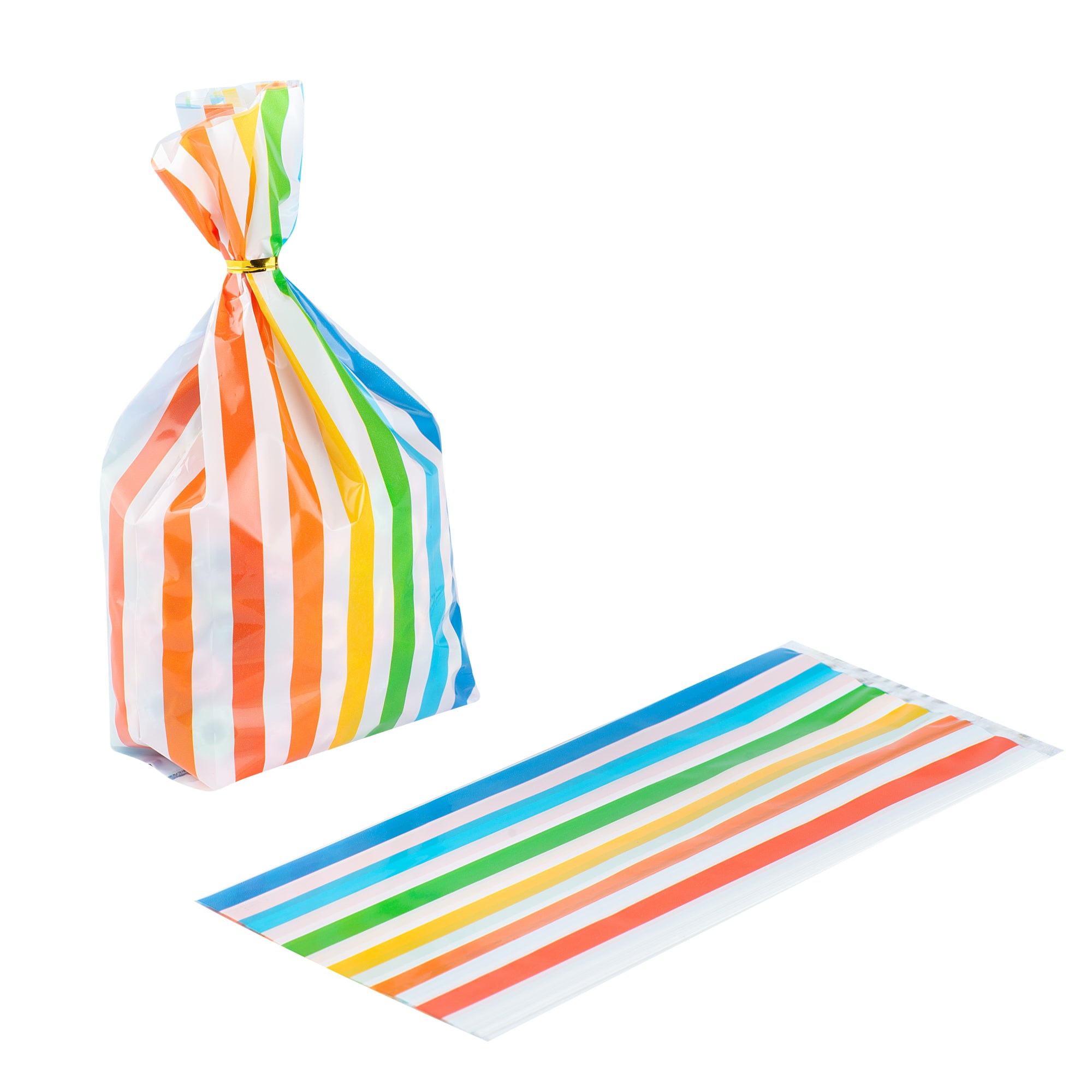 Rainbow Plastic Candy Bags - Gusseted 4 x 2 x 9.5 Inches - 4000 Count Bulk Box for Parties, Baking & Retail Packaging
