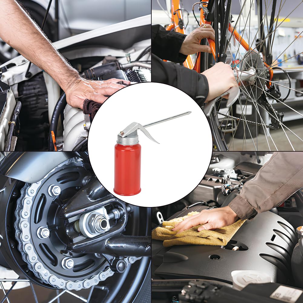 200ml Multipurpose Manual Oil Can Pump Oiler - Gun Butter Needle Oiler & Spray Gun Cast Iron Hand Oil Can for Motorcycles, Machines, Tools - 2PCS (Ideal for Lubrication, Maintenance & DIY Projects)