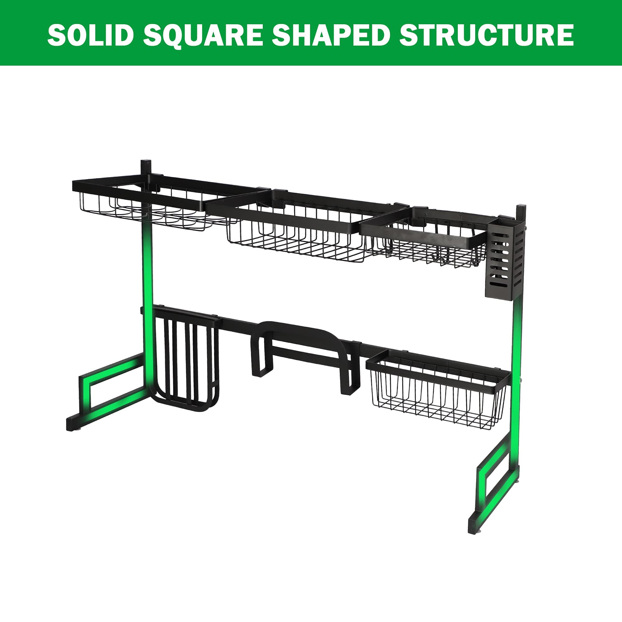 LUCKYERMORE 2-Tier Over The Sink Dish Drying Rack - 33.4