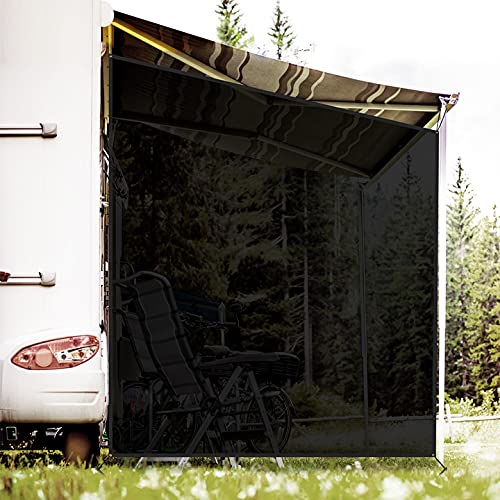 9'x7' RV Awning Side Shade Screen - Breathable Black Mesh Sunshade for Camper & Trailer Canopy - UV Protection Sun Blocker Complete Kit | Perfect for Outdoor Camping, Beach Trips & Summer Travel