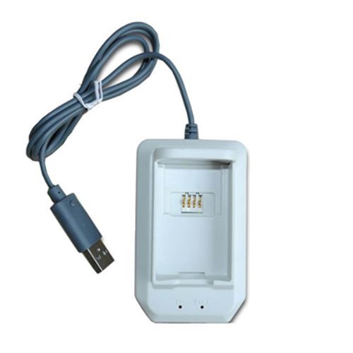 Premium USB Charger Dock Station with Rechargeable Battery for Microsoft Xbox 360 Wireless Controller - White | Fast Charging Gaming Accessory for Xbox 360 Controllers | Perfect for Gaming Sessions, Multiplayer Parties & Home Entertainment Setups