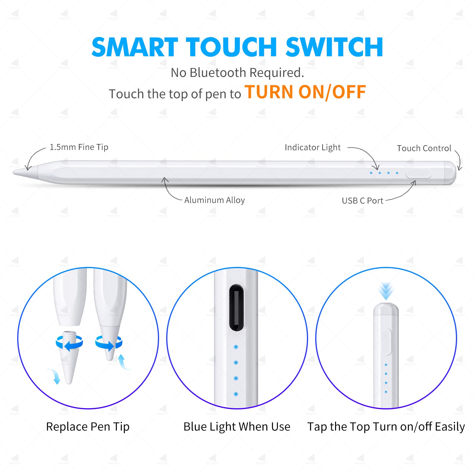 Premium Stylus Pen for iPad with Palm Rejection & Fast Charging - Active Pencil Compatible with Apple iPad Pro (2018-2023, 11/12.9 Inch), iPad Air 3/4/5, iPad 6/7/8/9/10, iPad Mini 5/6 - Perfect for Drawing, Note Taking & Digital Art