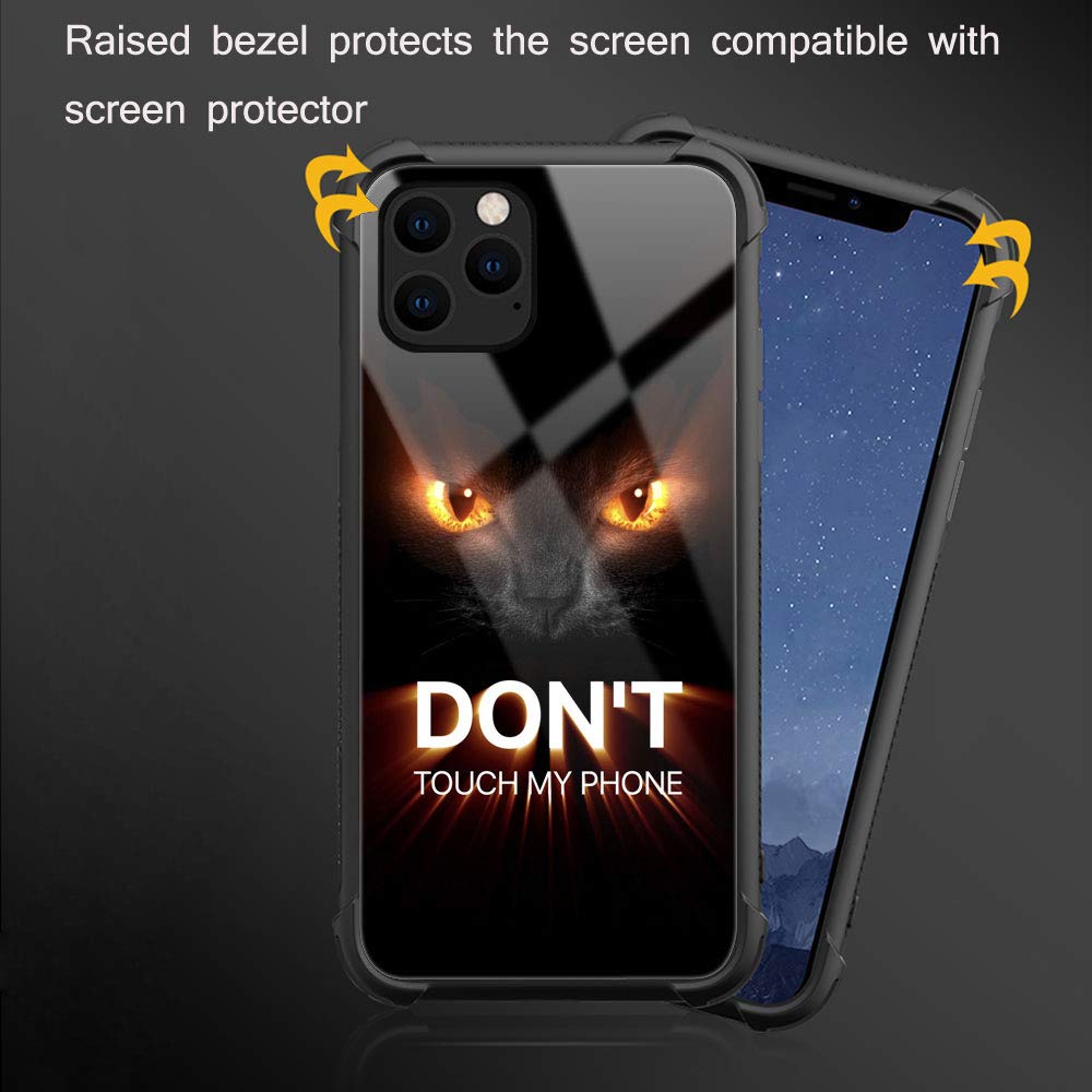Angry Cat Phone Case for iPhone 12 Mini - Shockproof Soft Silicone TPU Cover with Tempered Glass Screen Protector - Cute Protective Case for Women Girls (Perfect for Daily Use, Work & Travel)