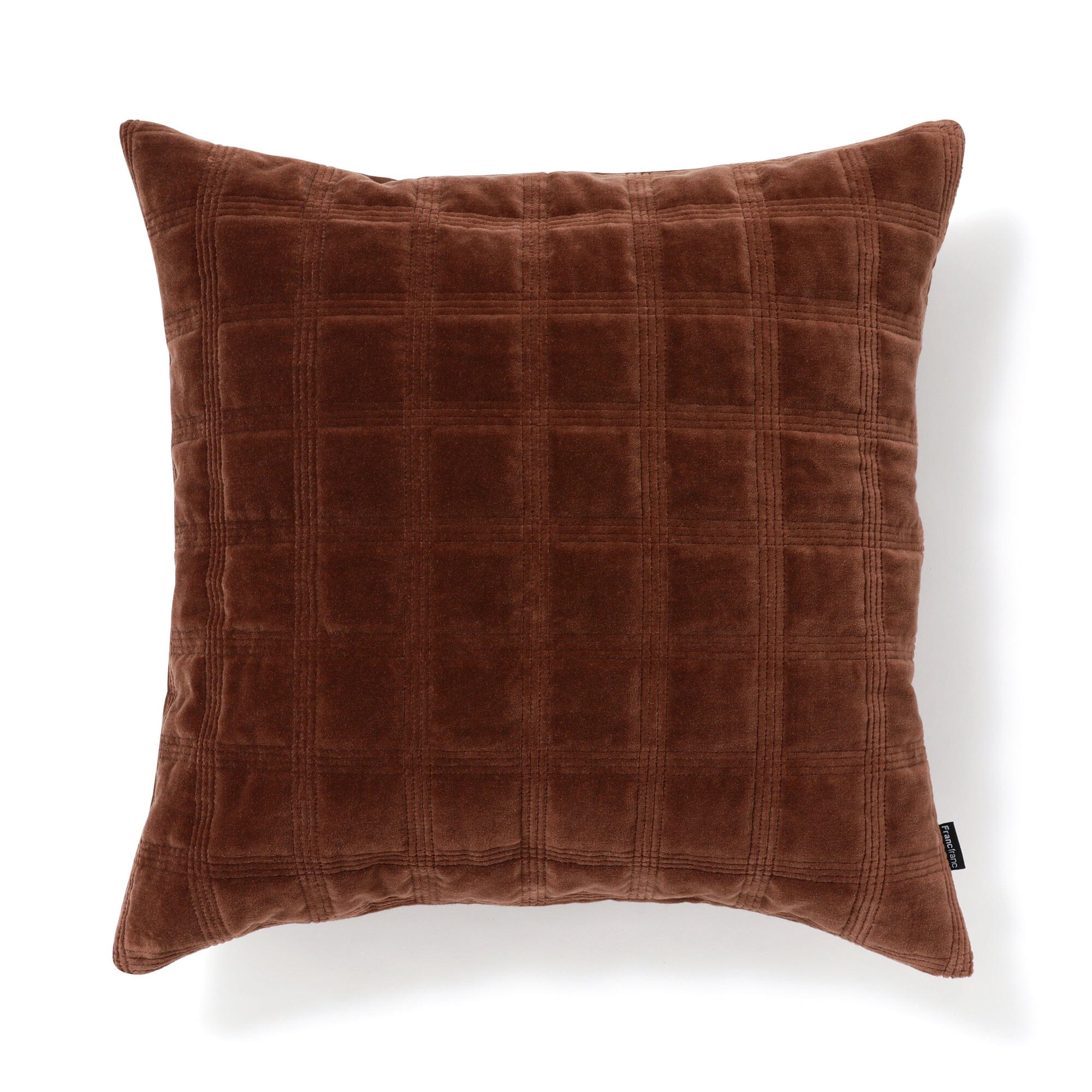 Brown Block Quilt Cushion Cover 45x45cm - Soft Decorative Pillow Case for Sofa, Bed, Chair - Cozy Home Decor & Living Room Accessories