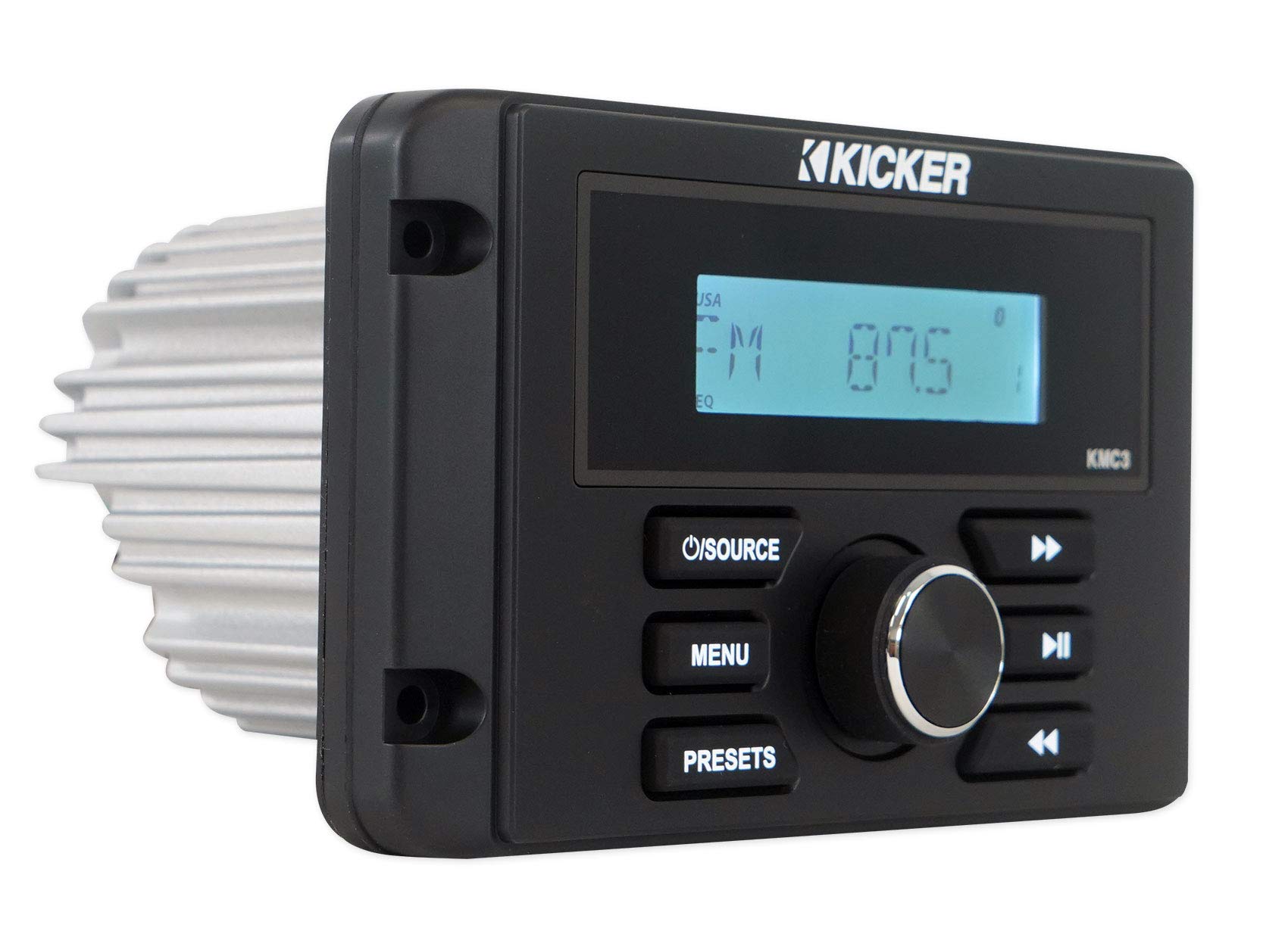 KICKER KMC3 Marine Digital Media Receiver with Bluetooth & USB for Boats, ATVs, UTVs - Bundle with Rockville MS40B 4