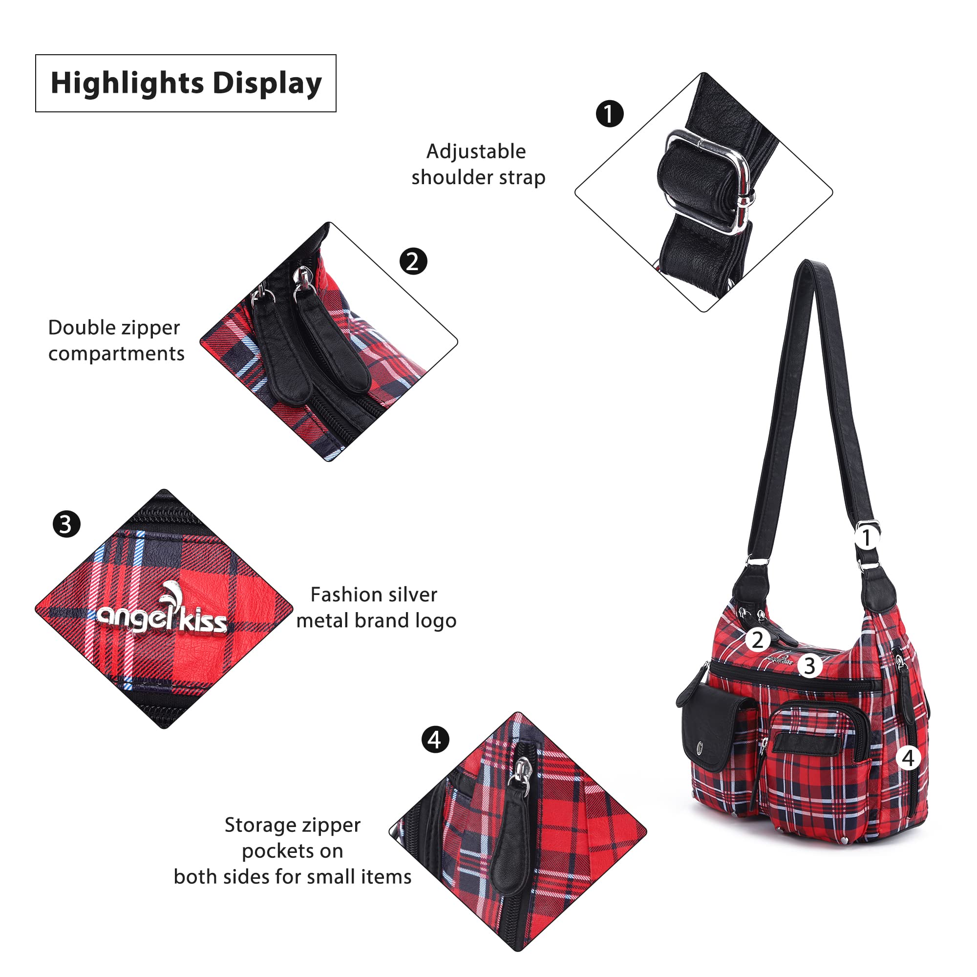 Angelkiss Women's Crossbody Bags - Stylish Faux Leather Shoulder Handbags & Medium Purses with Multiple Pockets | Perfect for Work, Travel & Everyday Use