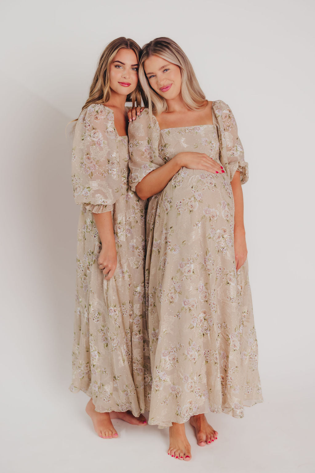 Elegant Mona Maxi Dress in Beige & Brown Floral Print - Women's Boho Summer Dress for Beach, Vacation & Casual Wear | Restocking August