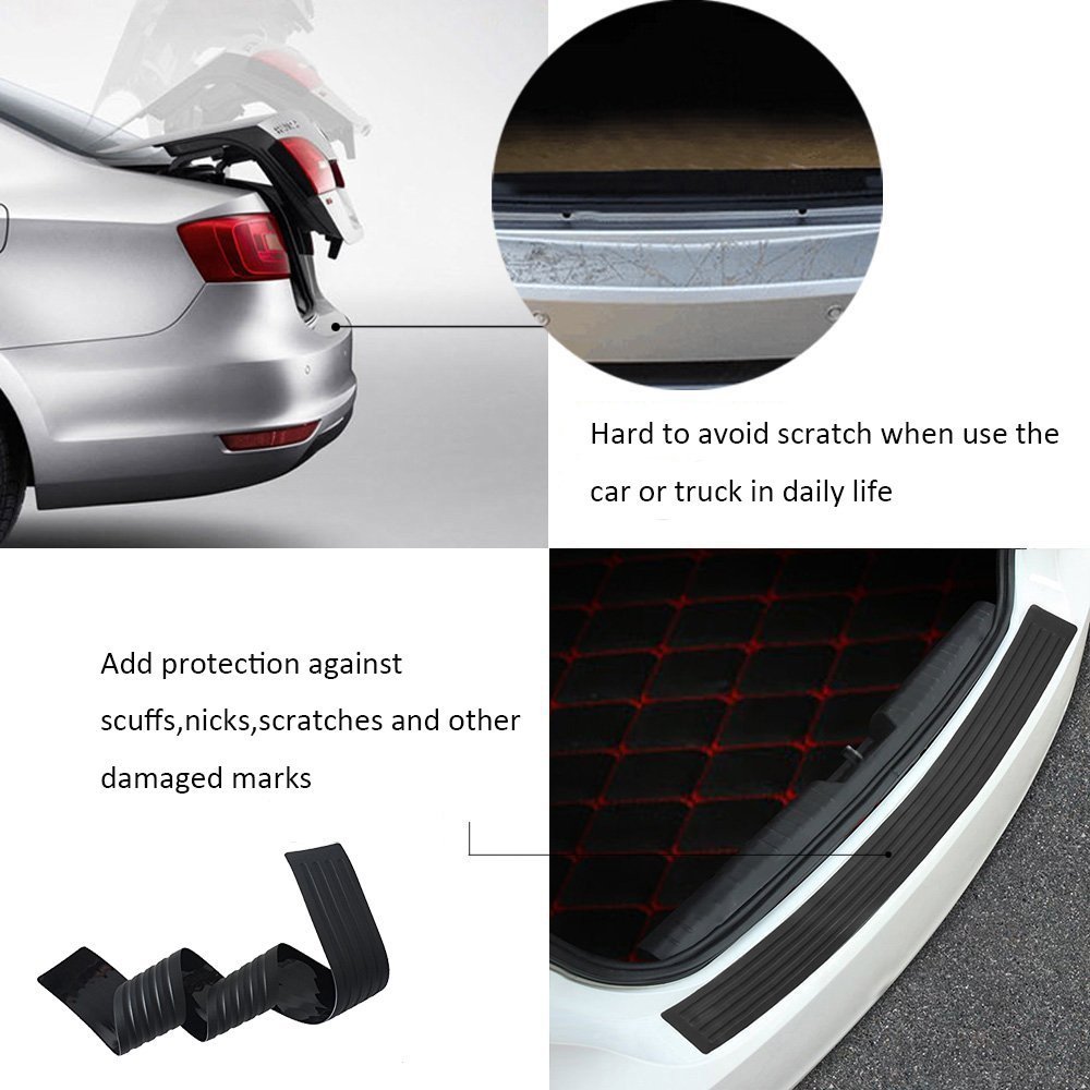 Youngine Universal Carbon Fiber Rubber Rear Bumper Guard Protector - Anti-Scratch Trim Cover for Car, Pickup, SUV & Truck (90cm/35.5in) - Durable Protection for Parking, Off-Road & Daily Driving