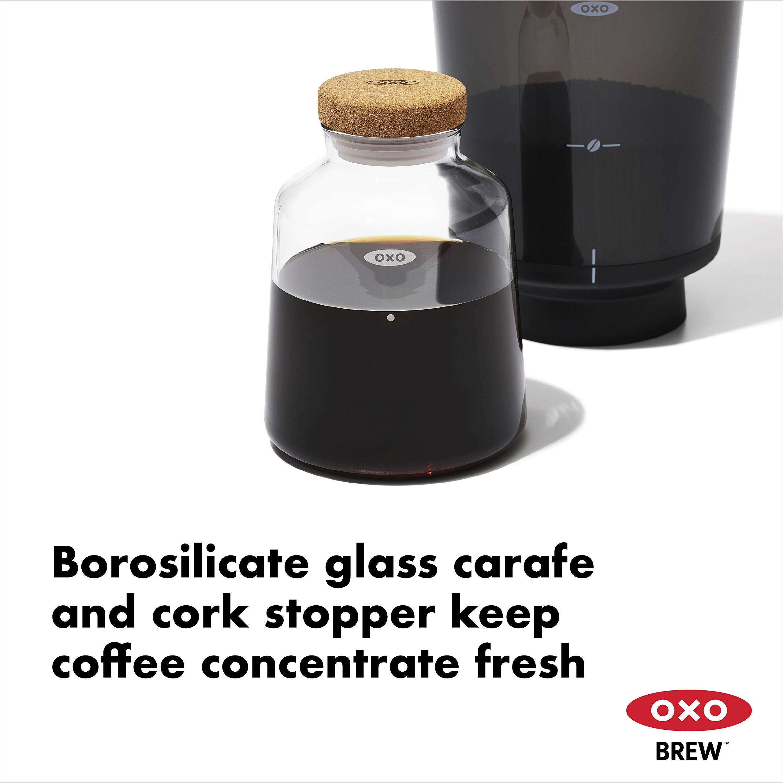 OXO Brew Compact Cold Brew Coffee Maker with Good Grips Replacement Paper Filters (50 Count) - Perfect for Iced Coffee at Home, Office, or Camping